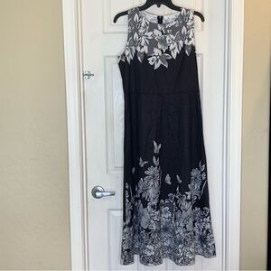 Made with Love floral & butterfly mat black long dress Size Large
